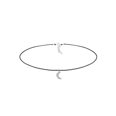 Image of Elli Necklace Choker Crescent Crystals 925 Sterling Silver