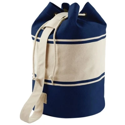 Image of Quadra Unisex Canvas Duffle Cotton One Size Sports Gym Strong Shoulder Strap Bag Navy Natural