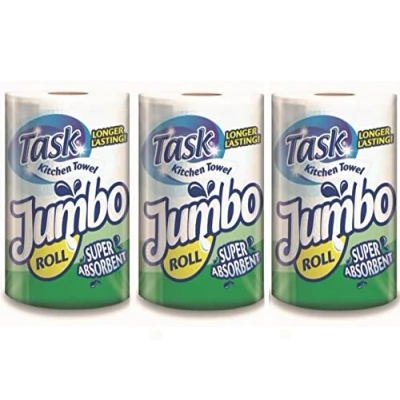 Image of Opella Task Kitchen Towel Super Absorbent Jumbo Rolls 3X Ideal for Spills, Cleaning Windows and Messes All Around Purpose Size Extra Use, White