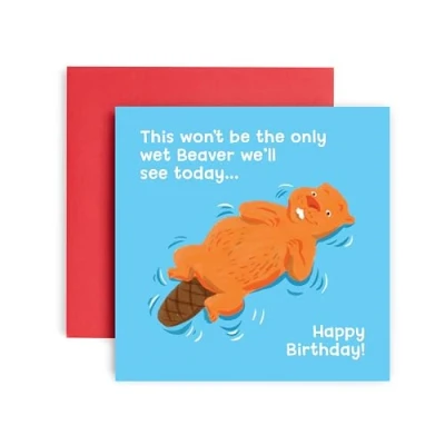 Image of Huxters Birthday Cards for Men and women Beaver wife Husband Anniversary Card her him Funny Fun Happy 14.8cm