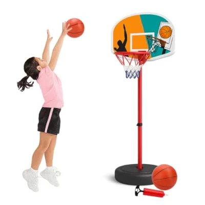 Image of Kidoloop Basketball Arcade Game Hoop and Stand for Kids, Net, Backboard with Ball Pump Set Children, Mini Outdoor Indoor Sports Game, Kids Fun Activity