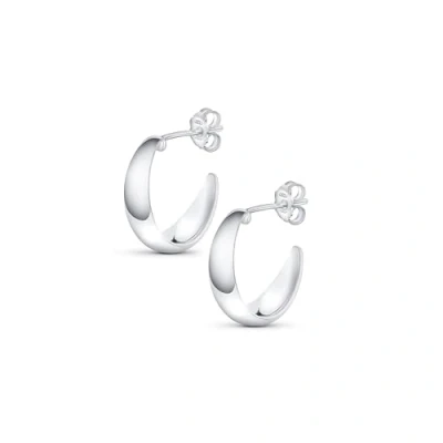 Image of Amberta Women Handmade 925 Sterling Silver Chunky Hoop Earrings: Open Hoops 10 mm