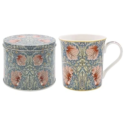 Image of Lesser &amp; Pavey William Morris Print Pimpernel Mug in Tin Gift Boxed