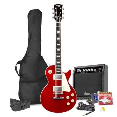 Image of Max GigKit Beginner Electric Guitar Package with Amplifier, Tuner, Strap, Bag and Strings Set LP Style Dark Red