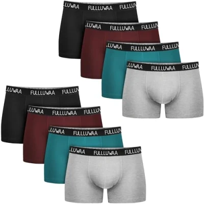 Image of Fullluwaa Boxer Men Multipack (Pack of 8) Underwear Men&#039;s Trunks Cotton Briefs Fitted Shorts