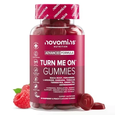 Image of Novomins Turn Me On Gummies Natural Libido Booster for Women Maca Root, Damiana, Ashwagandha, L arginine &amp; Vitamin B6 Gluten Free Enhancer 60 Vegan