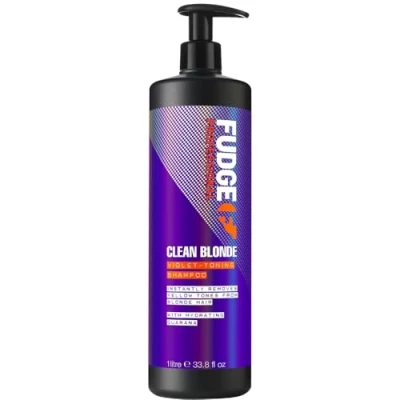 Image of Fudge Professional Original Clean Blonde Shampoo, Bulk Size, Purple Toning for Hair, 1 Litre