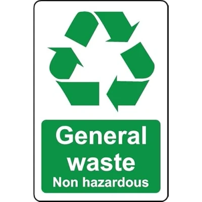 Image of Non Hazardous General Waste Safety Sign 1mm Plastic (300mm x 200mm)