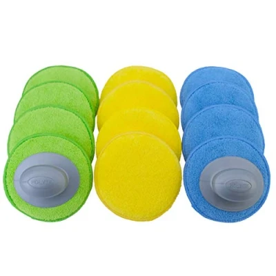 Image of Polyte Microfibre Detailing Wax Applicator Pad w/2 Handles, 13 cm, 12 Pack (Multi Blue,Green,Yellow)
