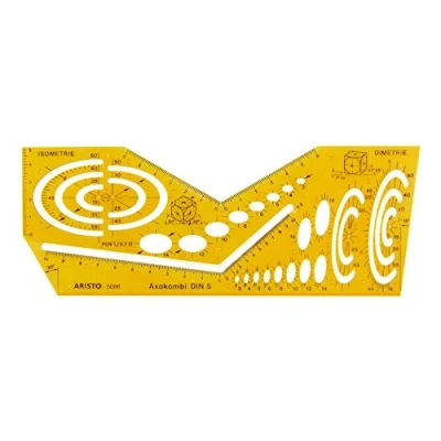 Image of Aristo Axokombi 1 AR5086 Stencil for Drawing Spatial Representations in Dimetric and Isometric Perspective Plastic Orange Transparent