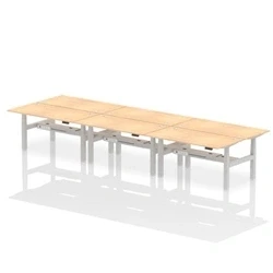 Image of Air B2B 1600x800mm Height Adjustable 6P Bench Desk CP Maple/Silver