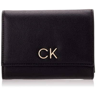 Image of Calvin Klein Women&#039;s RE Lock Trifold MD Tri Fold Wallet, Ck Black, One Size