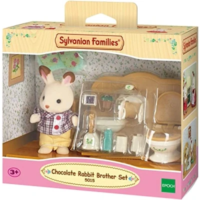 Image of Sylvanian Families 5015 Chocolate Brother with Bathroom Figure Accessories