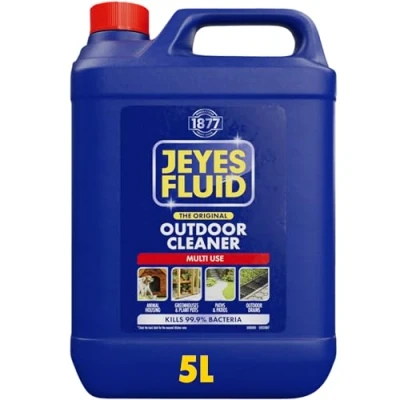 Image of Jeyes Fluid Outdoor Cleaner &amp; Disinfectant for Paths, Patios, Driveways, Pet Housing Unblocking Drains, 5 Litre