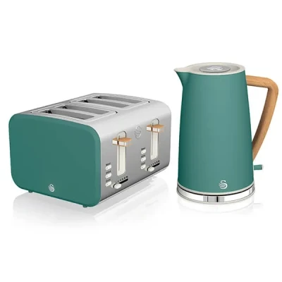 Image of Swan Nordic Pine Green 1.7 Litre Cordless Kettle and 4 Slice Toaster