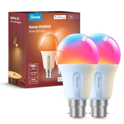 Image of Govee Smart Bulb RGBWW, 1000lm Wi Fi LED Bulbs B22, Light Dimmable, DIY 16 Million Color, 64 Dynamic Scenes, Works with Alexa &amp; Google Assistant, 2 Packs, Halloween Decorations