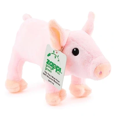 Image of Zappi Co 100% Recycled Plush Piglet Toy (14cm Length) Stuffed Soft Cuddly Eco Friendly animals Collection For New Born Child First kid pig