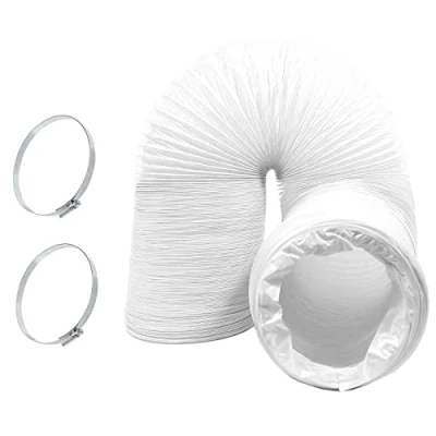 Image of SPARES2GO Air Conditioning Duct Hose PVC Extra Long Flexible Vent Pipe Universal (5&quot; / 125mm x 10 Metres, White) + Steel Screw Clips 2