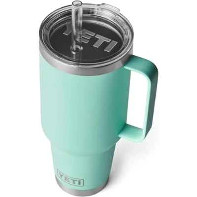 Image of YETI Rambler Straw Mug, Stainless Steel Vacuum Insulated Mug with Stronghold Lid, Seafoam, 42 oz (1242 ml)