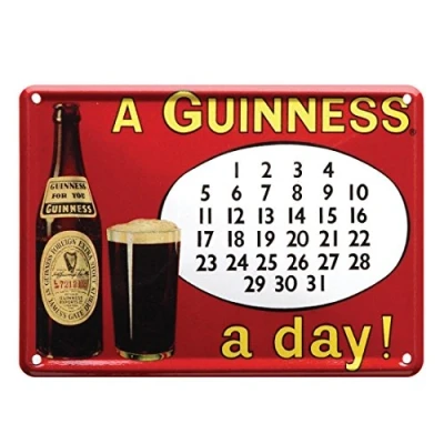 Image of Guinness Metal Sign With Calendar Design (20Cm X 30Cm)
