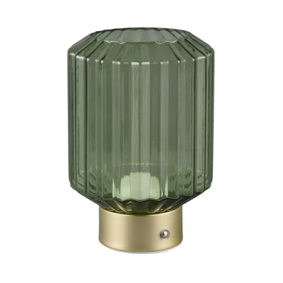 Image of Reality Leuchten LED table lamp Lord, brass/green, height 19.5 cm, glass