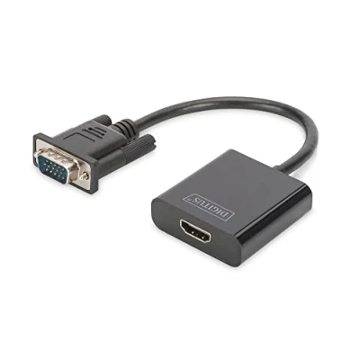 Image of DIGITUS VGA Graphic Audio Adapter, + 3.5 mm Jack to HDMI, Full HD 60 Hz, 1920 x 1080 Pixels, Black