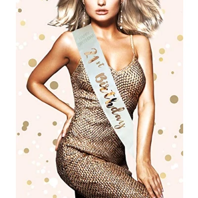 Image of Alandra Birthdays RGS 21 21st Cream &amp; Rose Gold Metallic Birthday Sash, One Size