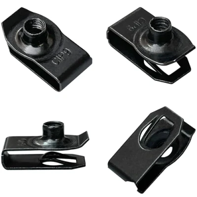 Image of 30 PCS U Nut Clips,Black Metal Clip On Nuts,M6 Screw Clips