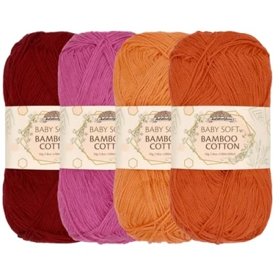 Image of JubileeYarn Baby Soft Bamboo Cotton Yarn 50g/Skein Shades of Orange 4 Skeins