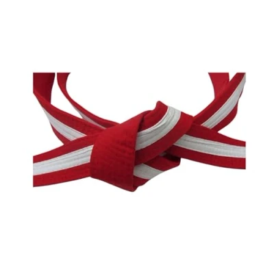 Image of SHIHAN POWER SPORTS Karate Belt Cotton Red 1 White Stripe 280cm For Men/Women Karate,Styles Of Martial Arts, Shotokan