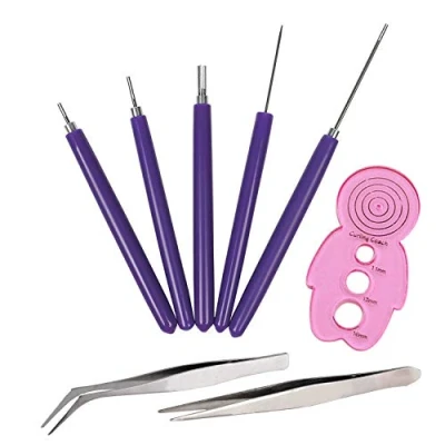 Image of Woohome Paper Quilling Tool Set, Multifunction 5 PCS Slotted Tools Kit, 1 Tweezers and Curling Coach for Beginner