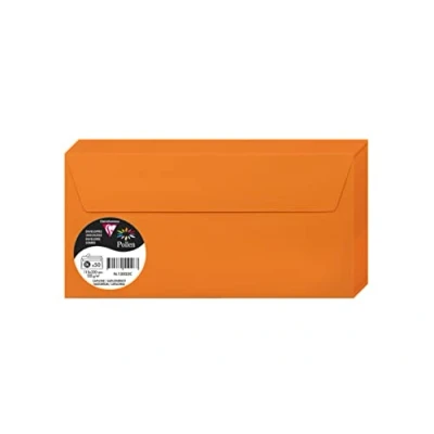 Image of Clairefontaine 120023C Pack of 50 Self Adhesive Envelopes DL Format 11x22cm 120g/m² Color Capucine Invitation to Events and Correspondence Pollen Range Premium Paper