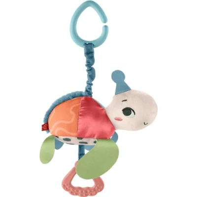 Image of Fisher Price Baby Stroller Toy Planet Friends Sea Me Bounce Turtle with Teether, Bouncing Motion &amp; Sounds for Newborns, Made of 80% recycled Plastic and FSC certified packaging, HKD62