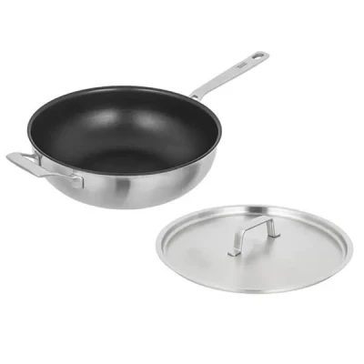 Image of Kuhn Rikon Culinary Fiveply 28cm Non Stick Wok/Chef&#039;s Pan with Lid and Helper Handle