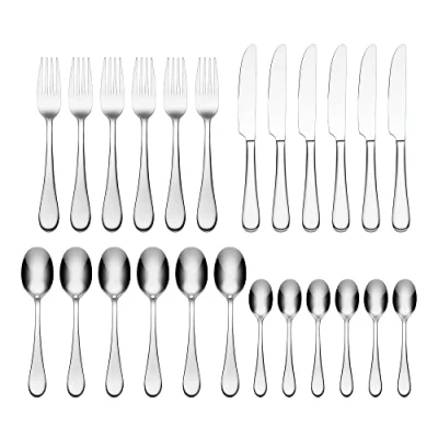Image of Oneida Icarus 24 Piece Cutlery Set Stainless Steel for 6, Heavy Weight &amp; Mirror Finish, Rust Resistant Dishwasher Safe Flatware