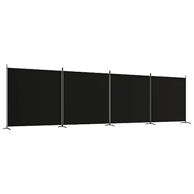 Image of vidaXL 4 Panel Room Divider in Black Fabric Versatile and Durable Space Partition, Easy to Store Folding Design, Efficient Privacy Solution for Bedrooms Living Rooms