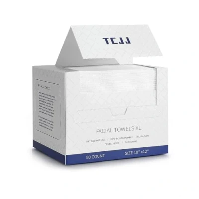 Image of Disposable Face Towels, Clean Towels XL, 100% USDA Biobased Towel, Dry Wipes for Women Sensitive Skin Cleansing, Skincare and Makeup Remover, 10&quot;x12&quot; Extra Large Soft Faces Towe, 50 Ct /1 Pack