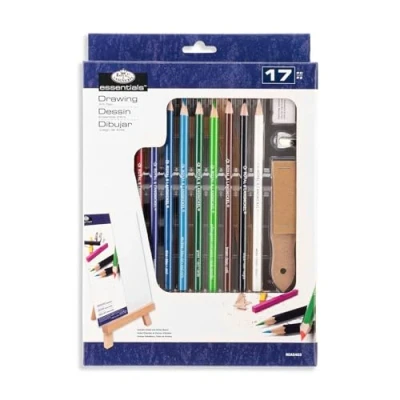 Image of Royal &amp; Langnickel 17 Piece Artist Colour Drawing Sketching Pencil Easel Set