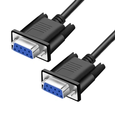 Image of YIOVVOM DB9 RS232 Serial Extension Cable Female to 9 pin Cord Straight Through Connector Black 5FT