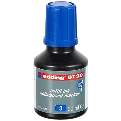 Image of edding BT 30 refill ink whiteboard marker black 30ml with drop dispenser system, ideal for clean and simple refilling of almost all markers