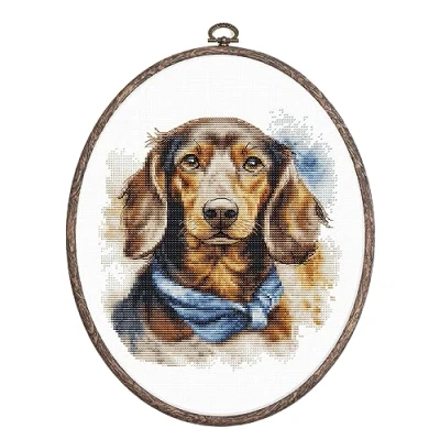 Image of Luca S Cross Stitch Kit with Hoop Included The Dachshund