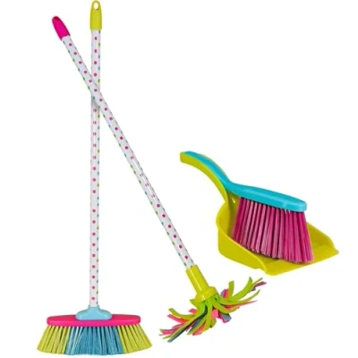 Image of Kids Cleaning Set Toy Mop, Broom, Brush and Dustpan, Childs Role Play Set, Household