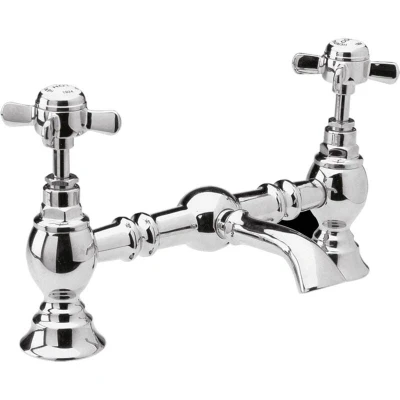 Image of Nuie I315X Beaumont Traditional Bathroom Luxury Crosshead Handle Bridge Basin Mixer Tap, 140mm x 240mm, Chrome