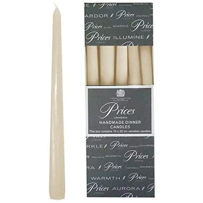 Image of 3 X HANDMADE DINNER CANDLES IVORY 10 25CM VENETIAN