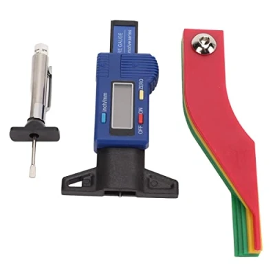 Image of Digital Tread Depth Gauge, Color Coded with High Accuracy Brake Pad Gauge for Vehicles