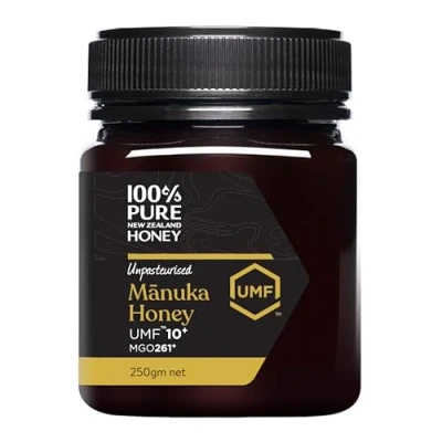 Image of Manuka Honey 100% Pure New Zealand UMF 10+ MGO 261+ Raw &amp; Unpasteurised Certified Award Winning Silky Smooth Taste Texture 250g (UMF 10+)