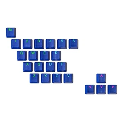 Image of Ranked Rubber Keycap Set Double shot Translucent OEM Profile for Mechanical Gaming Keyboard (Dark_Blue, 23 Keys)