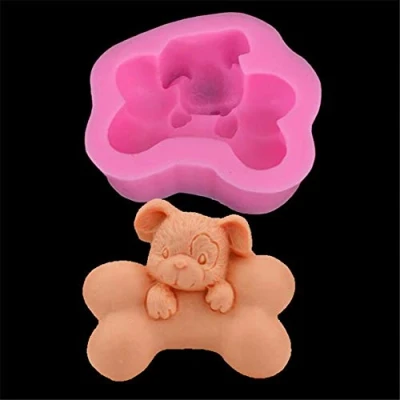 Image of 3D Dog Bone Shaped Silicone Soap Mould, Lines Cylinder Shape DIY Candle Making Mold,Homemade Fondant Cake Bakeware Tray Sugarcraft Chocolate Cupcake Muffin Baking Mold Kitchen Decorating Tool
