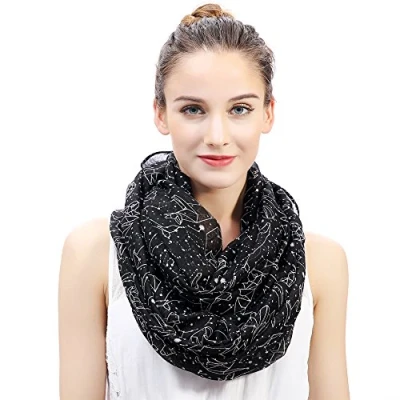 Image of Lina &amp; Lily Constellation Print Lightweight Snood Scarf (Black)