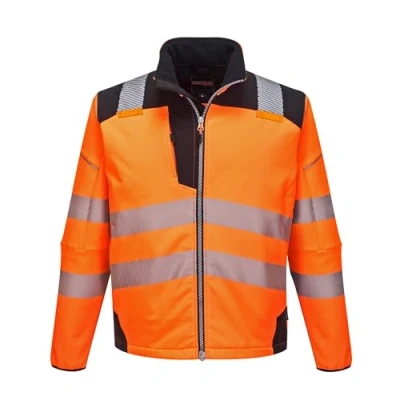 Image of Portwest T402 Men&#039;s PW3 Hi Vis Waterproof Jacket Windproof High Visibility Reflective Softshell Safety Orange/Black, 4X Large
